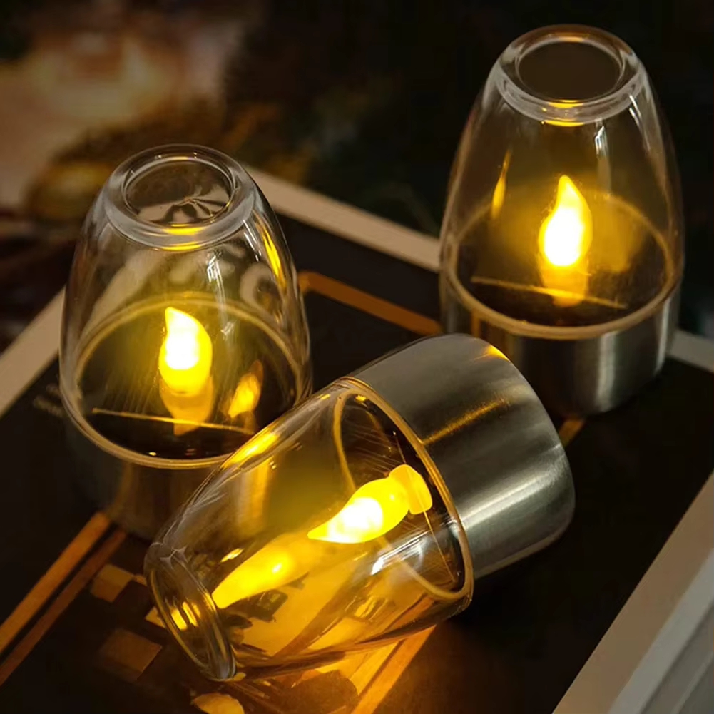 Outdoor Lighting Effects - LED Stainless Steel Solar Candle Lights