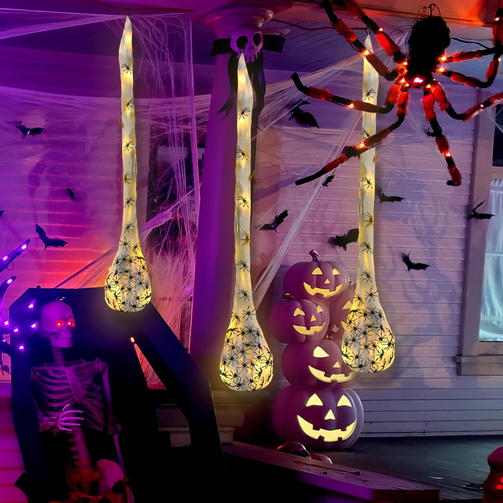 Outdoor Lighting Tree - 1-3Pcs Halloween Light Spider Egg Sacs