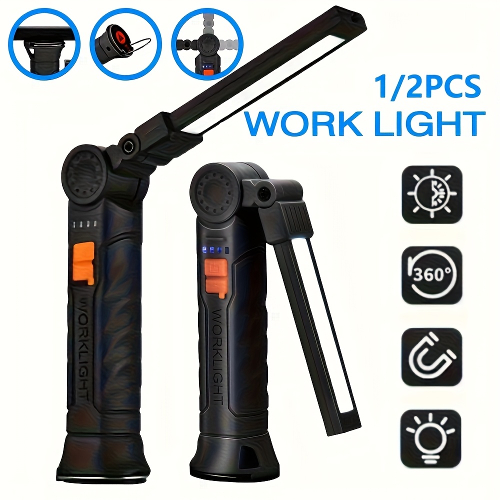 Outdoor Lighting Battery - Portable COB LED Flashlight Rechargeable Work