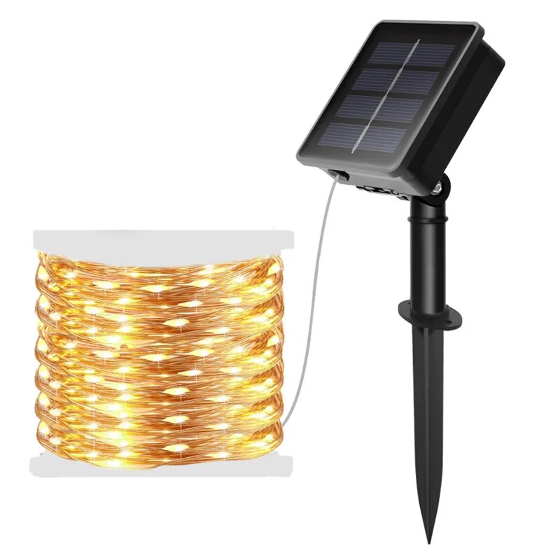Outdoor Lighting Under Pergola - 100 LED Solar Fairy Waterproof Copper