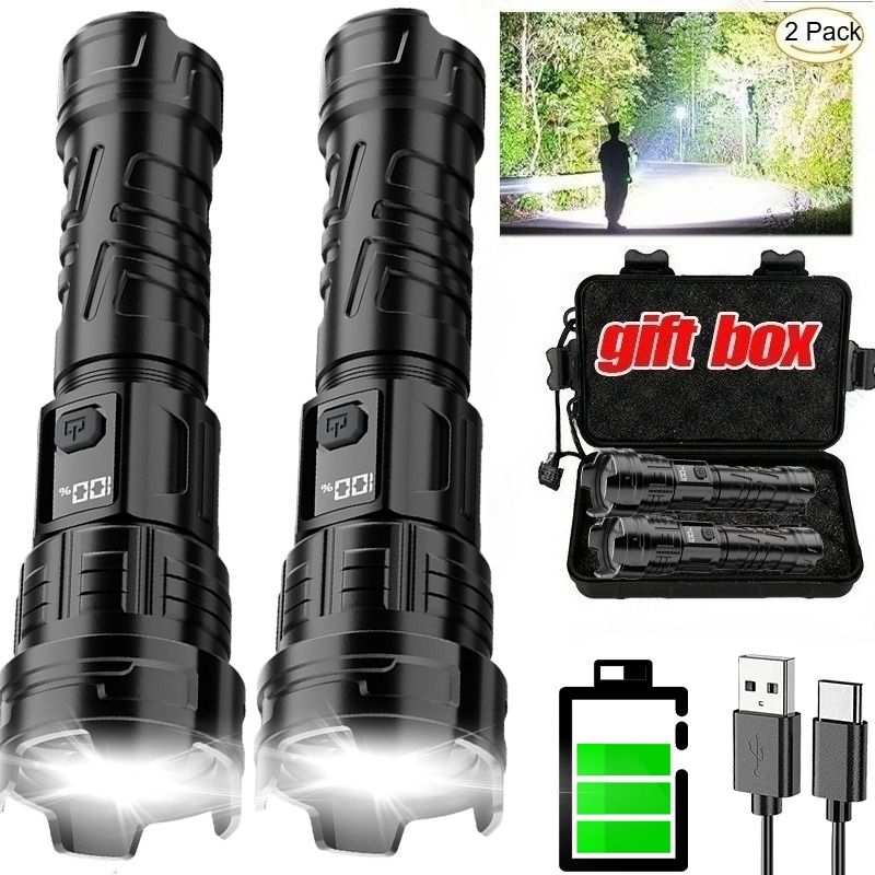 Outdoor Lighting Battery - Super Bright LED Flashlight USB Rechargeable
