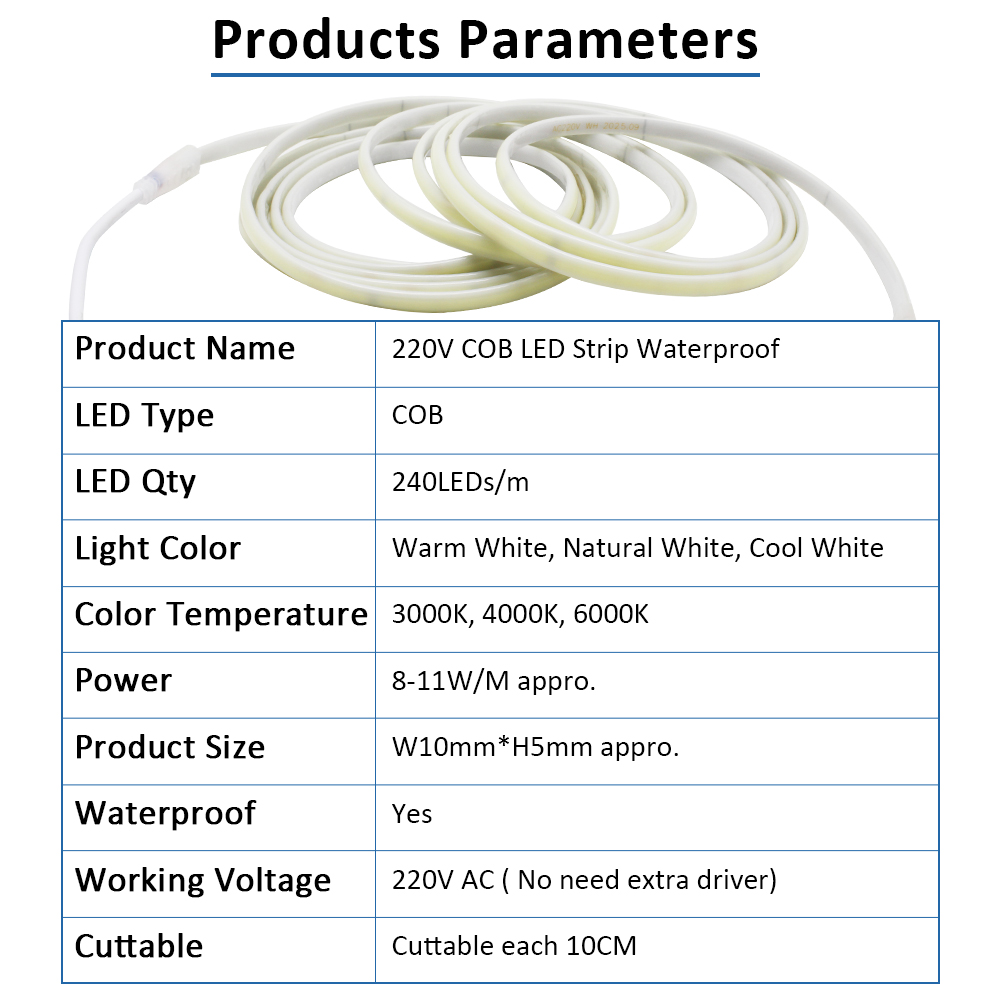 220V IP67 Waterproof COB Led S - Outdoor Lighting Led Strip ulasan dan harga