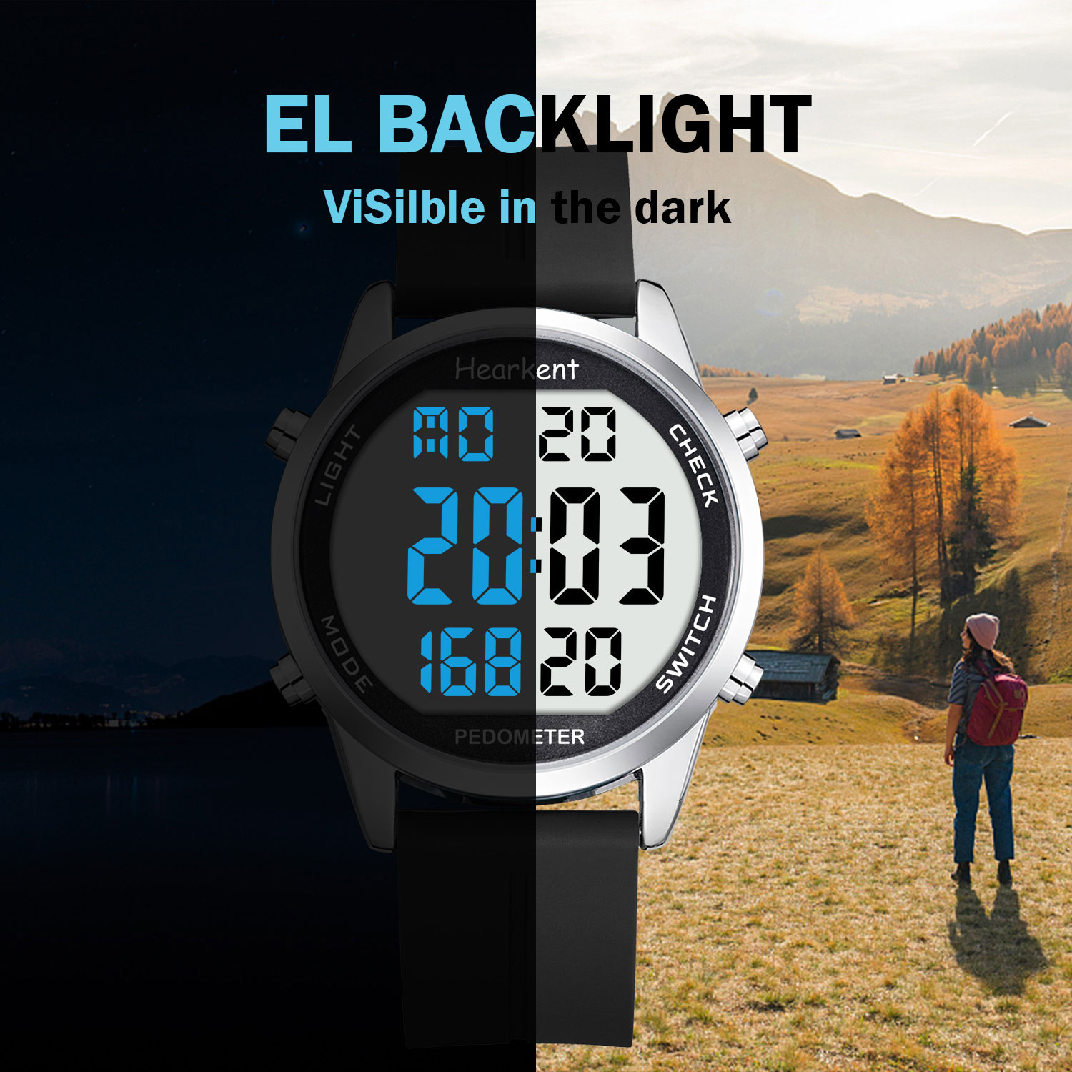 Hearkent Pedometer Watch Men/W - Outdoor Lighting For Steps ulasan dan harga