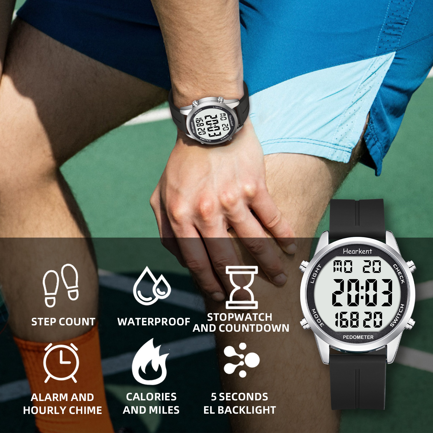 Hearkent Pedometer Watch Men/W - Outdoor Lighting For Steps ulasan dan harga