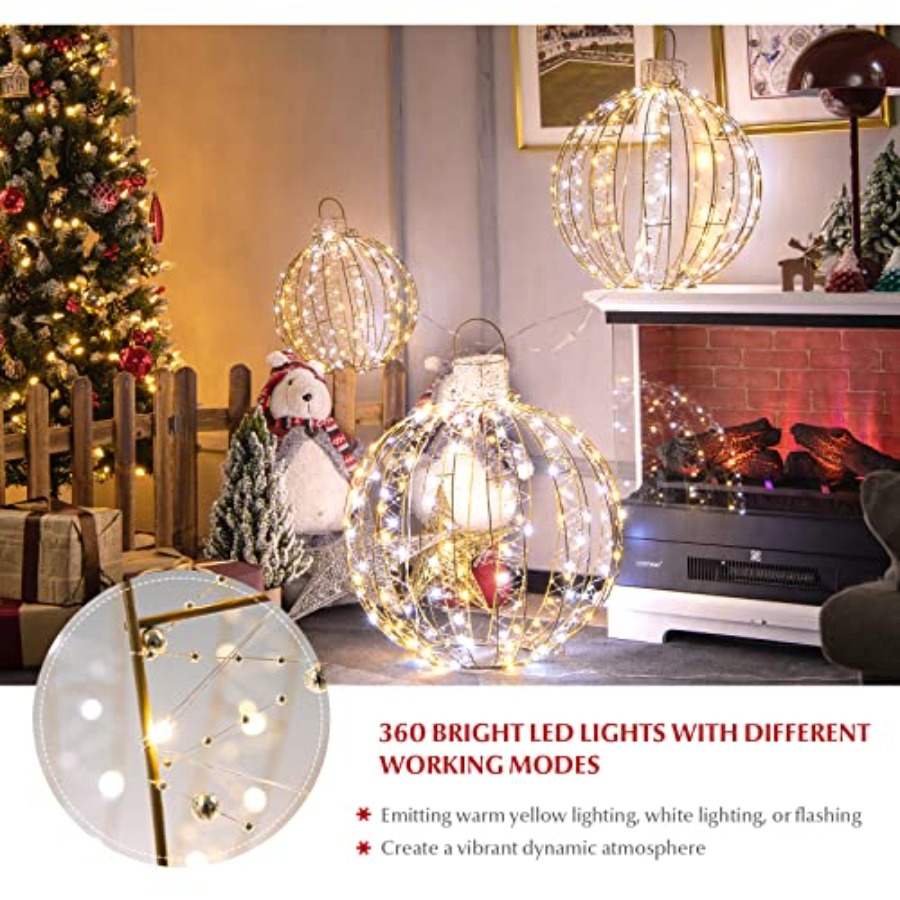 3 PCS Christmas LED Ball Light - Outdoor Lighting Tree ulasan dan harga