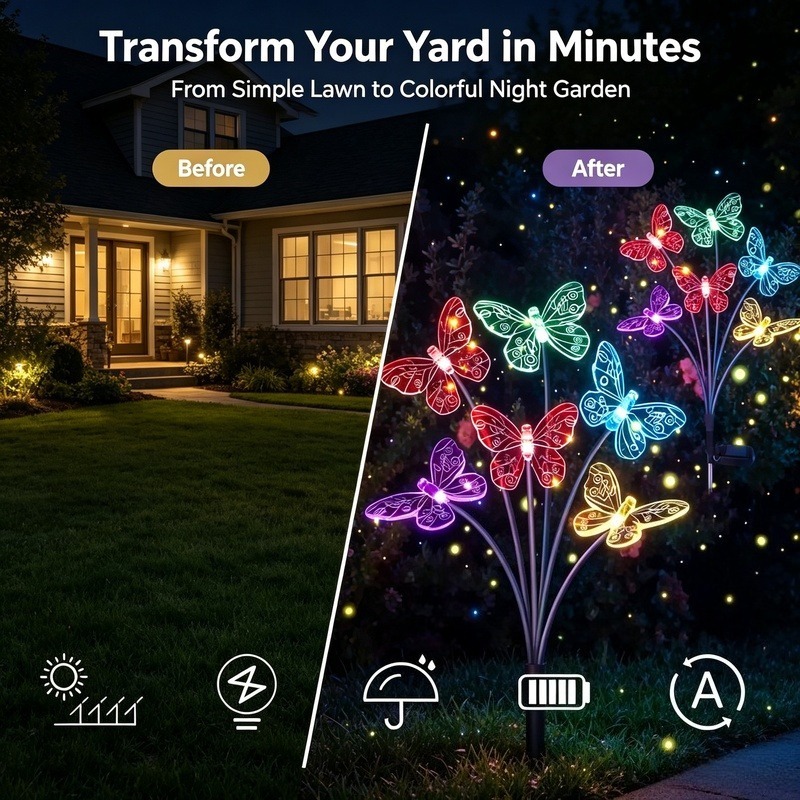 Solar Powered Butterfly Lights - Outdoor Lighting Battery ulasan dan harga