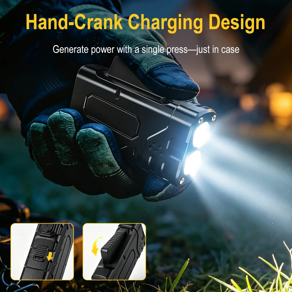 BORUIiT Hand Crank EDC LED Fla - Outdoor Lighting Types ulasan dan harga