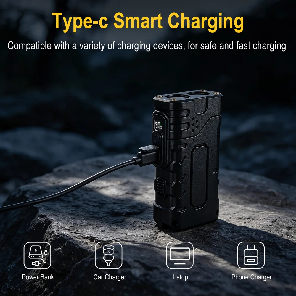 BORUIiT Hand Crank EDC LED Fla - Outdoor Lighting Types ulasan dan harga