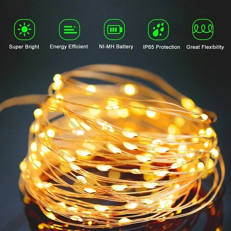 100 LED Solar Fairy Waterproof - Outdoor Lighting Under Pergola ulasan dan harga
