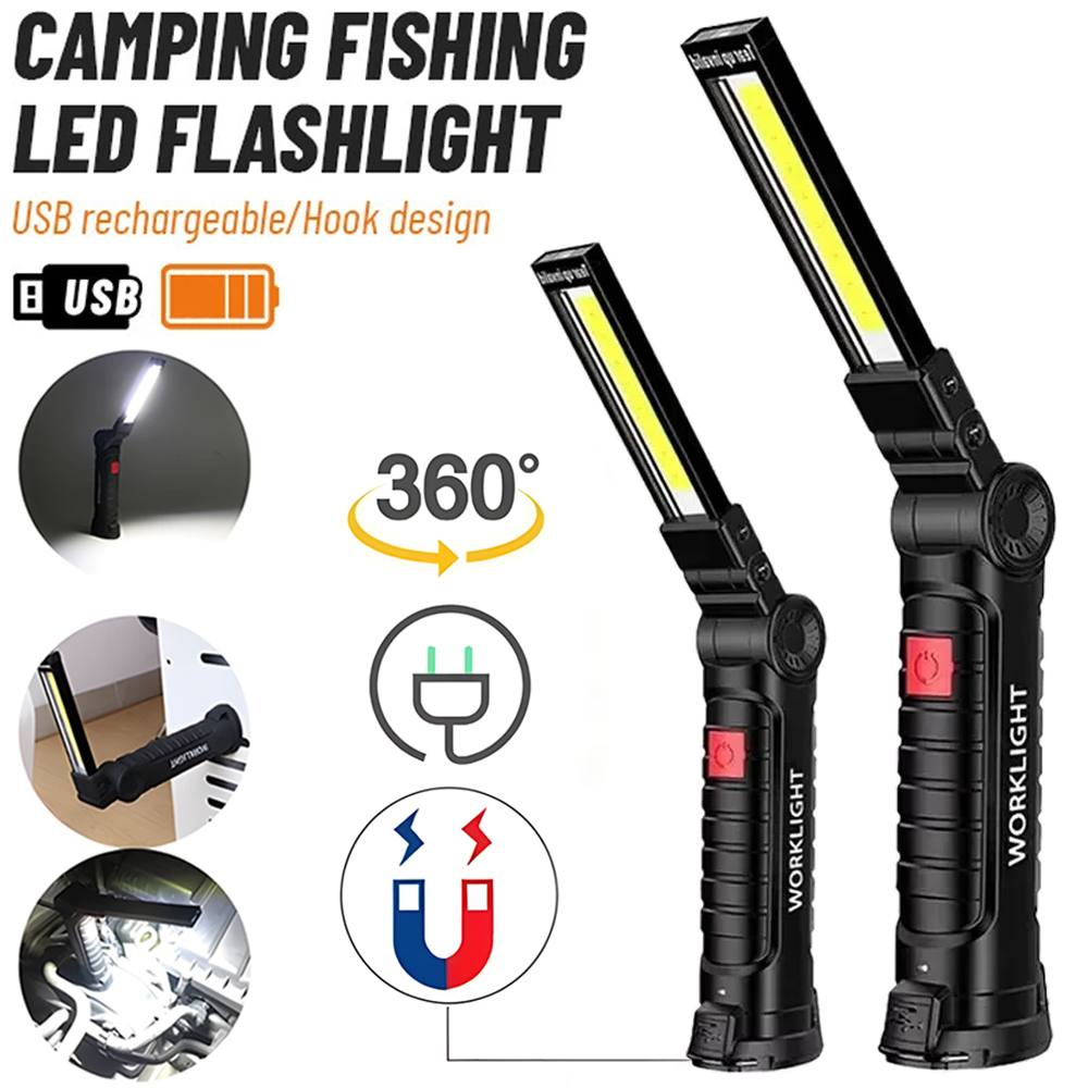 LED COB Flashlight USB Recharg - Outdoor Lighting Types ulasan dan harga