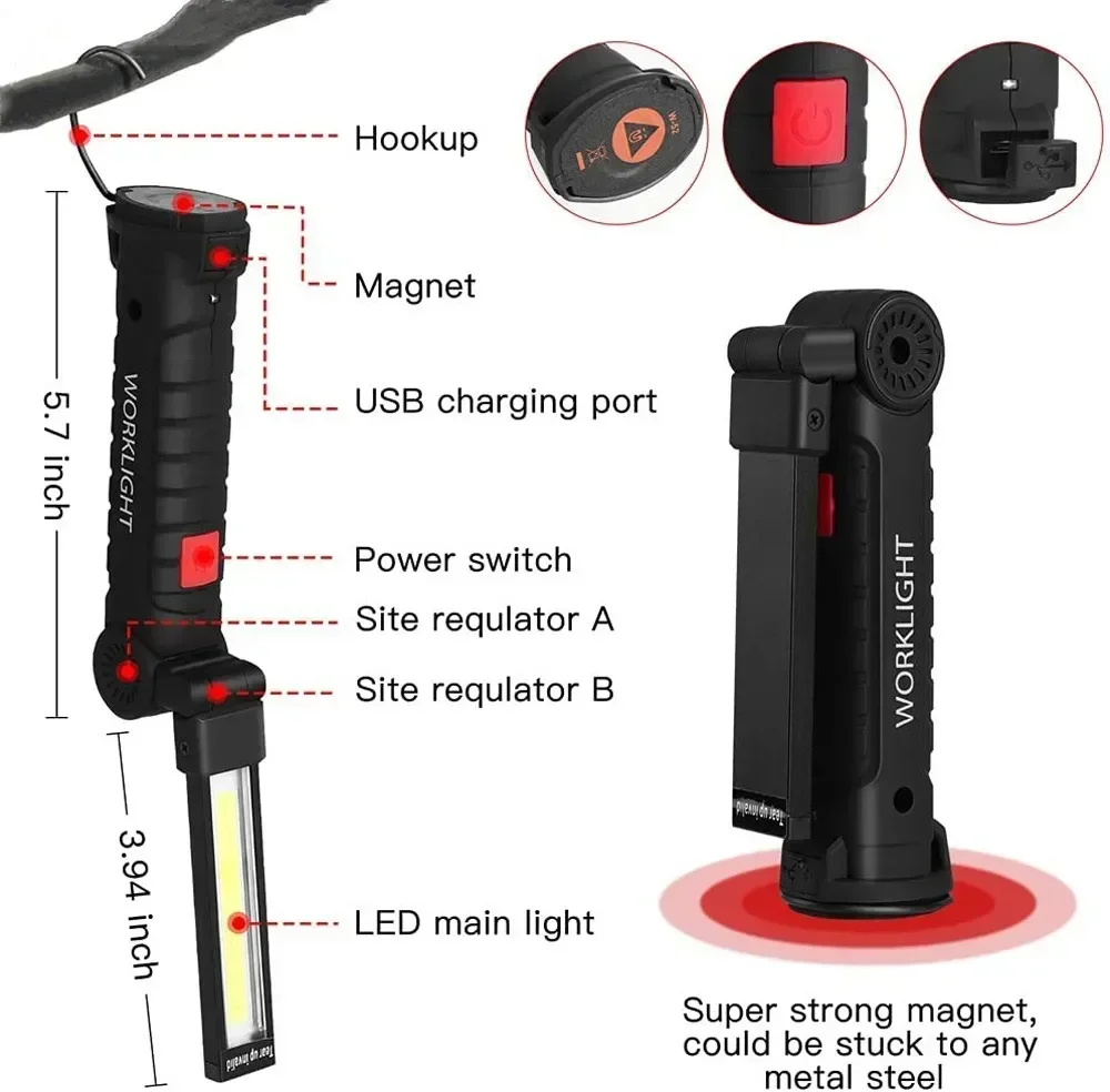 LED COB Flashlight USB Recharg - Outdoor Lighting Types ulasan dan harga