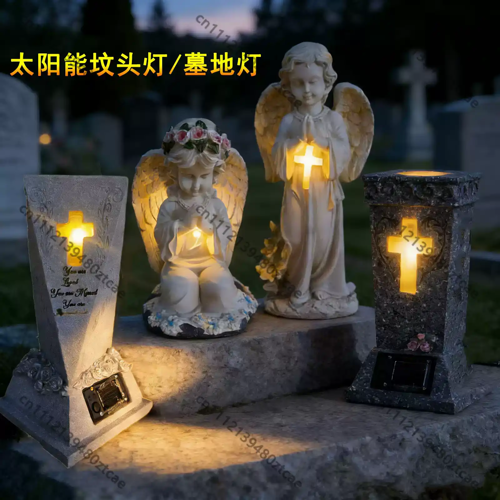 Solar Cross Angel Statue Tomb  - Outdoor Lighting Brass ulasan dan harga