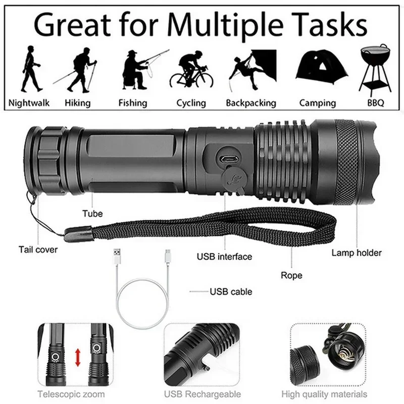 High Power XHP70 Led Flashligh - Outdoor Lighting Types ulasan dan harga